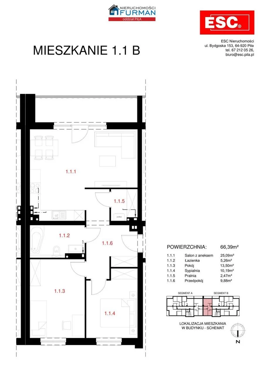 appartement à vendre à Piła, Górne | 3 pièces | 66,39 m²