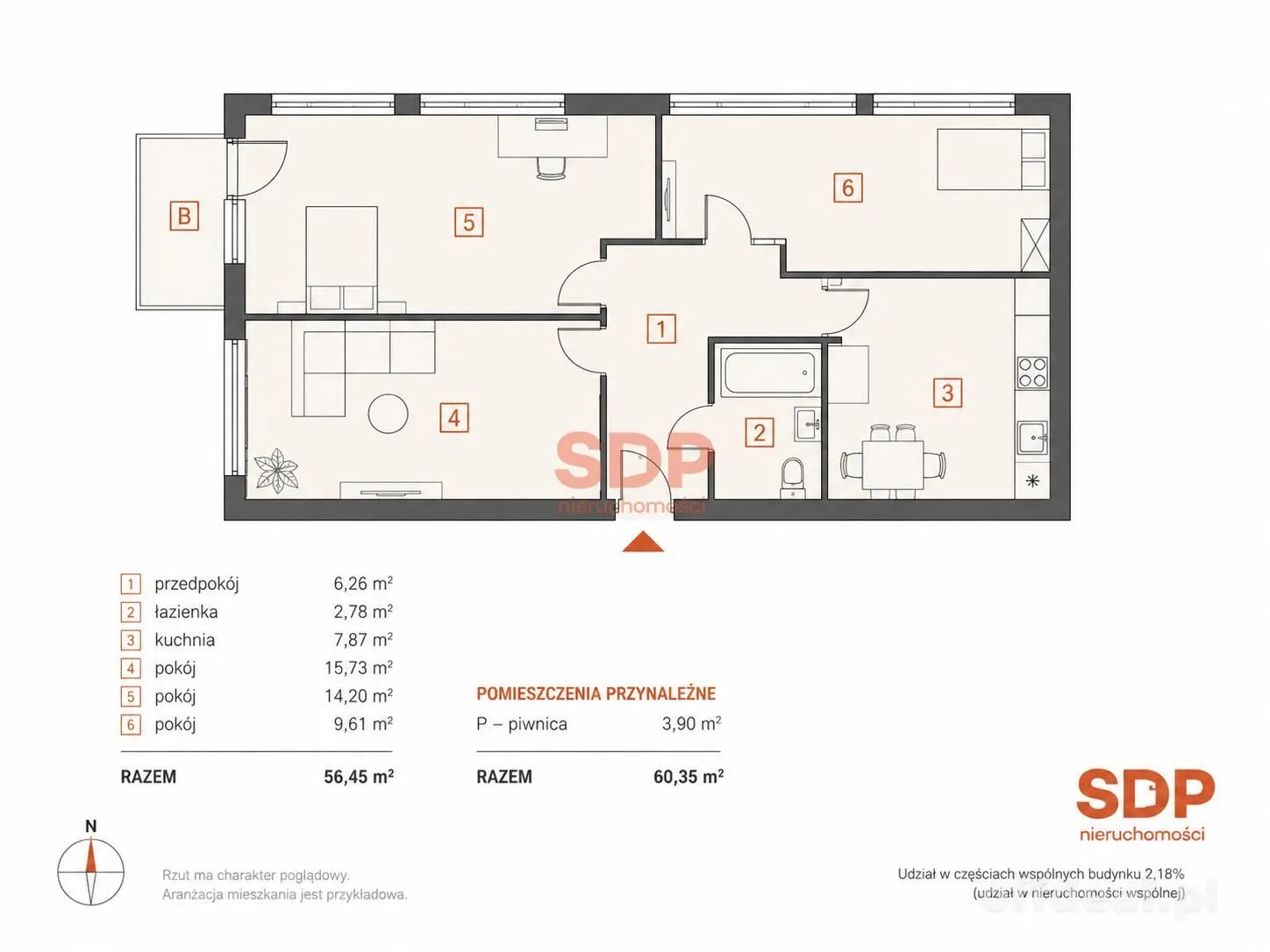 3-room apartment for sale in Wrocław, Psie Pole, Sołtysowice | 56.45 m²