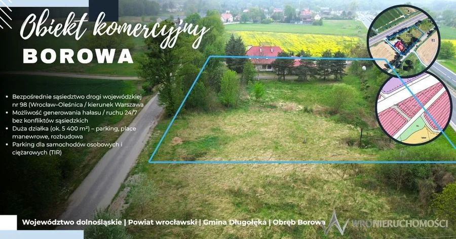 Działka komercyjna 5300m² | Trasa Wrocław-Oleśnica