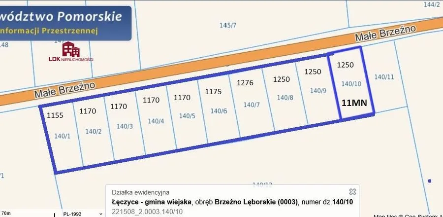 Brzeźno Lęborskie – działka 1150 m²