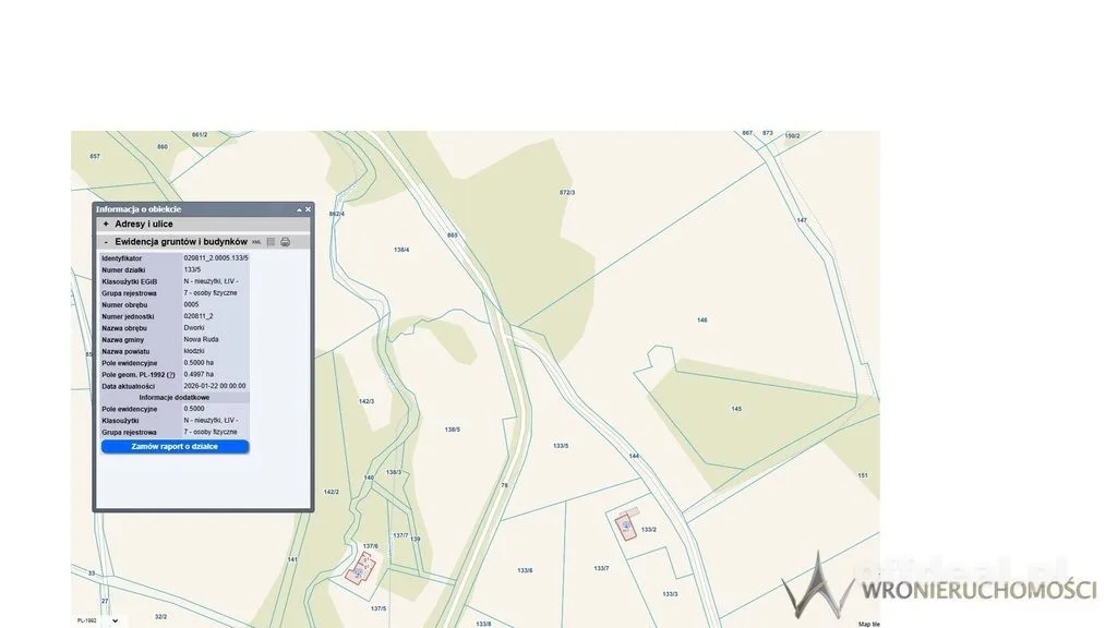 Dworki, gm. Nowa Ruda, działka z WZ, 5000m2