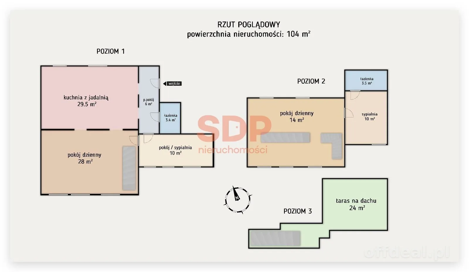Apartament 3-poziomowy z prywatnym tarasem na dachu w centrum.