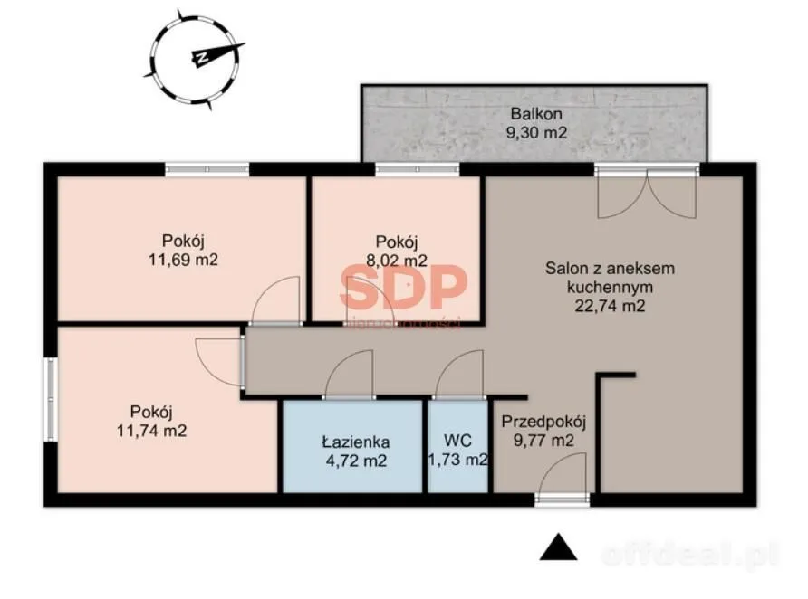 4 pokoje z balkonem – komfortowa przestrzeń dla rodziny 2+2 | 70 m2