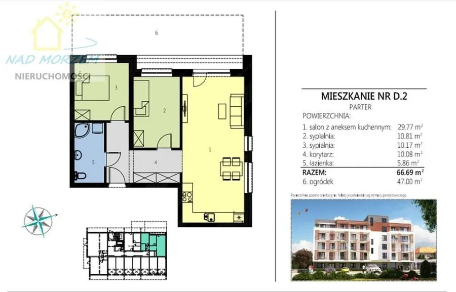 3 pokoje z dużym ogrodem,winda,parking,blisko morza