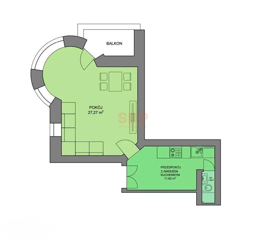 Duża kawalerka z balkonem | 40,35m2 | Krzycka