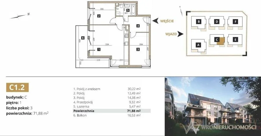 3 pokoje, balkon, kameralna zabudowa