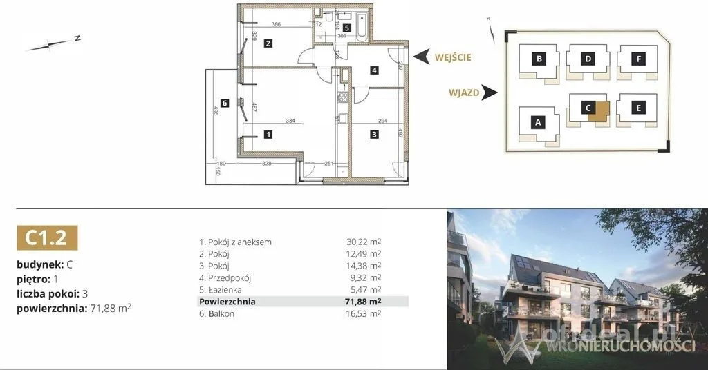 3 pokoje, balkon, kameralna zabudowa