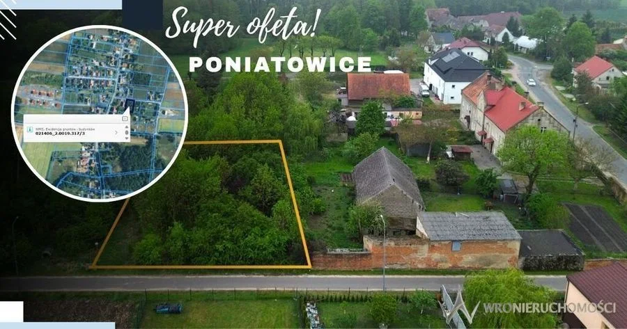 Poniatowice 1250 m² - Przy drodze asfaltowej