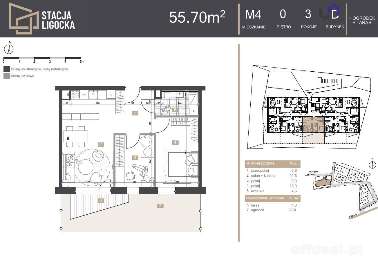 NOWE MIESZKANIA. 4 POKOJE!  OGÓRDEK 37,8m2