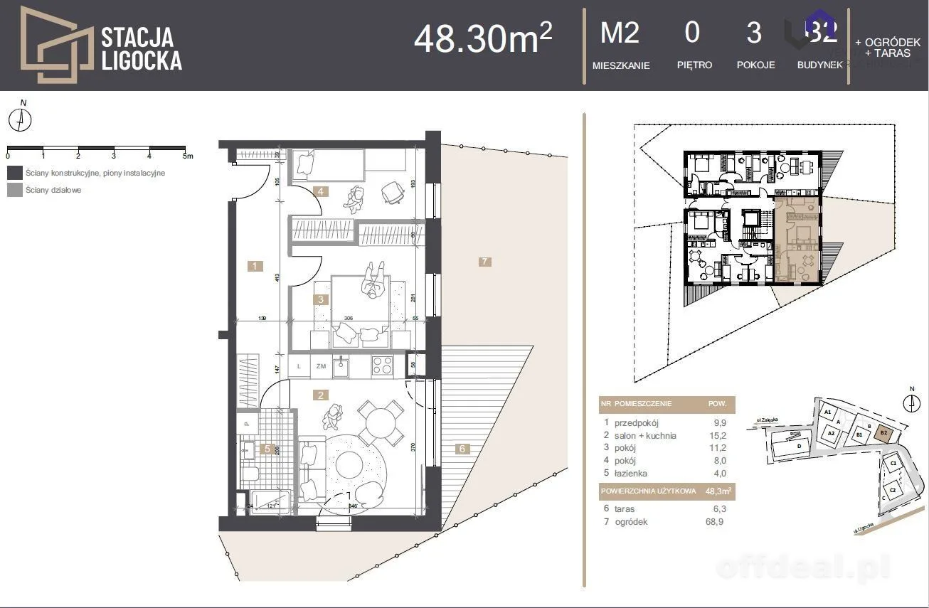 NOWE MIESZKANIA. 3 POKOJE!  OGÓRDEK 68,9m2