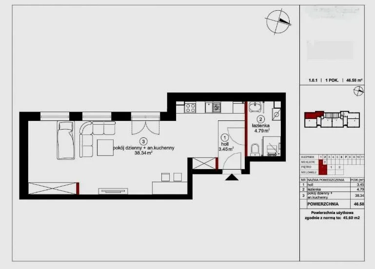 1-pokojowe mieszkanie z ogródkiem 45,60 m² | Sulejówek