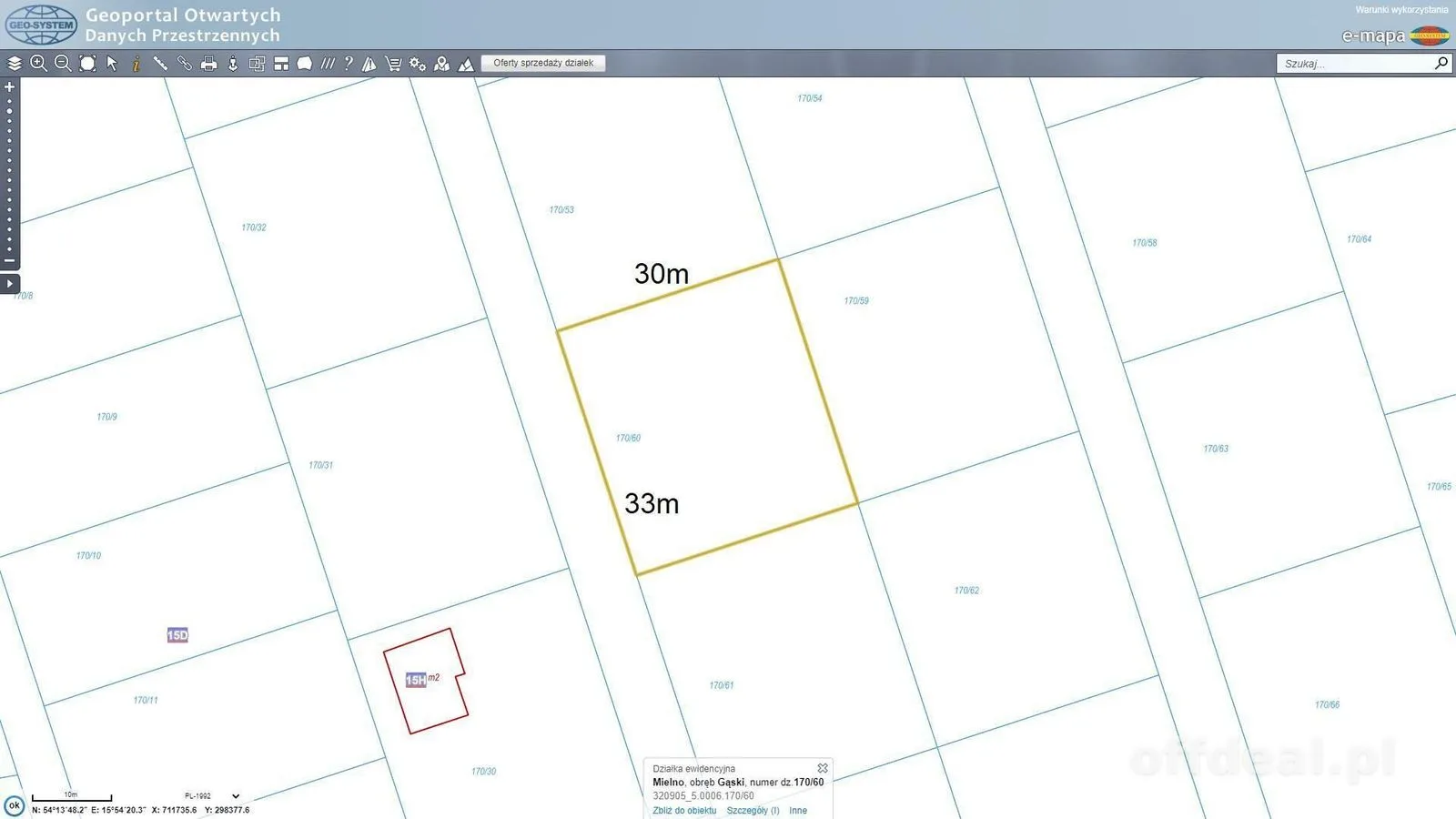 ділянка на продаж у Gąski | 992 m²
