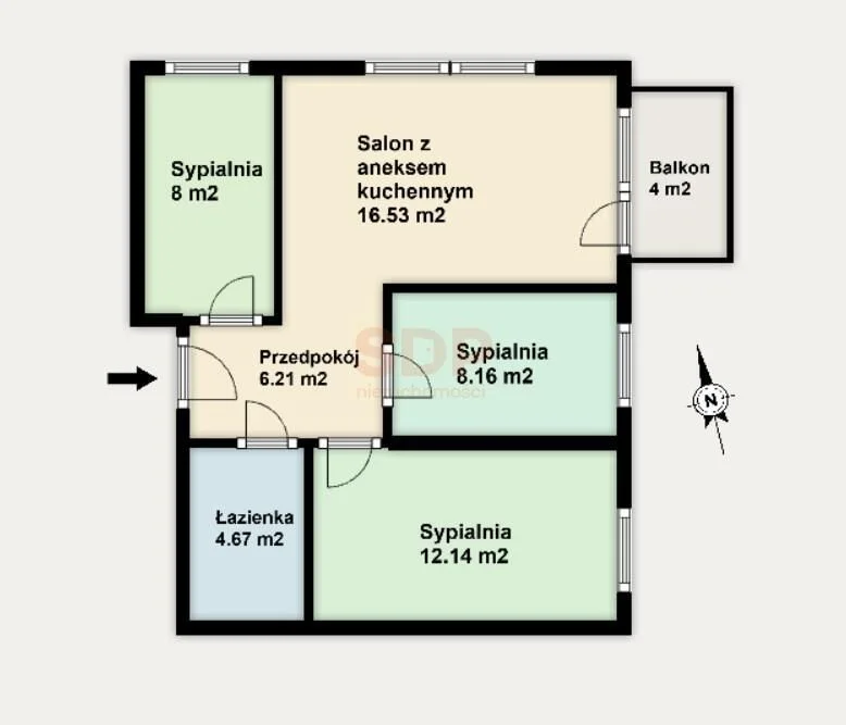 4-room apartment for sale in Wrocław, Fabryczna, Nowy Dwór | 55.62 m²