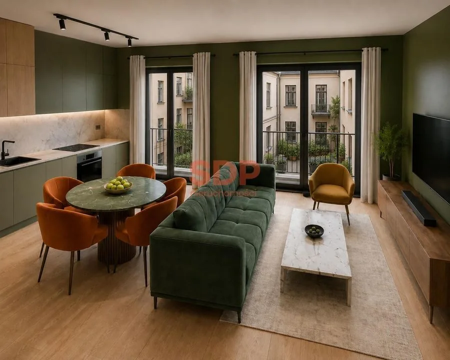 Dwupokojowy apartament o wysokoch stropach z dużą sypialnią i tarasem 14 mkw