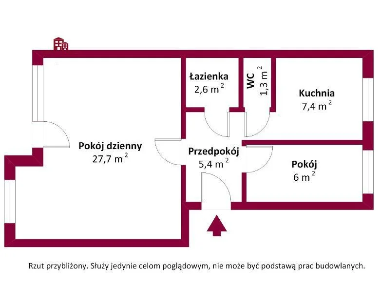 3 pokoje / 49,6 m² / ostatnie piętro / loggia