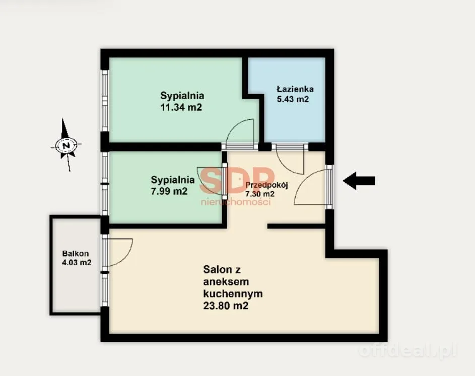 3-room apartment for sale in Wrocław, Fabryczna, Nowy Dwór | 55.75 m²