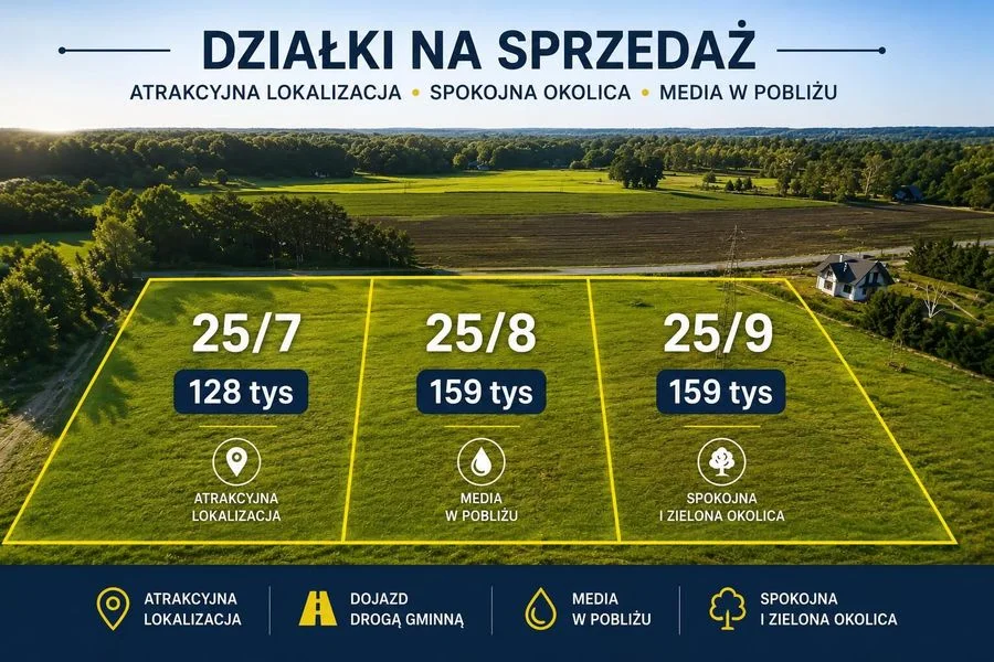 Działki budowlane Młynowo k. Mrągowa – media, asfalt