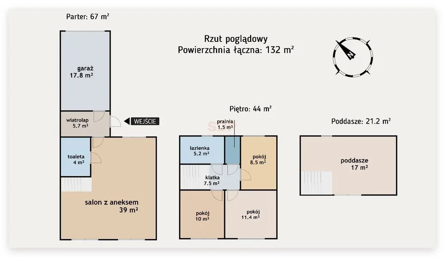 Dom w zabudowie szeregowej - 40m2 salonu - Garaż w bryle budynku