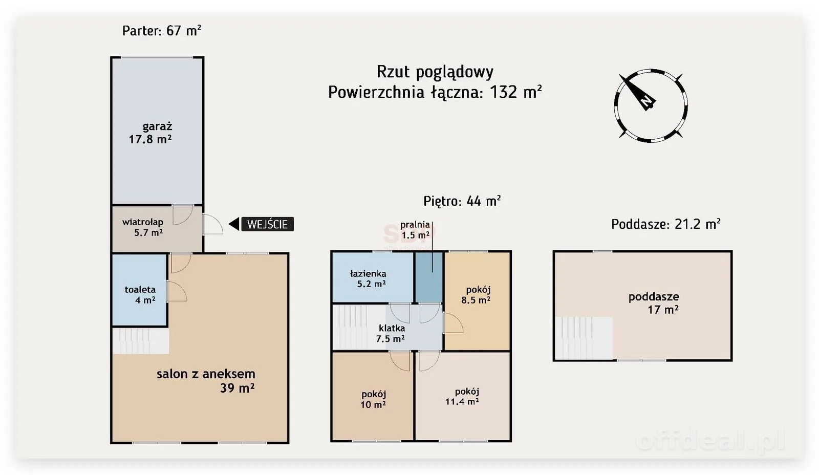 Dom w zabudowie szeregowej - 40m2 salonu - Garaż w bryle budynku