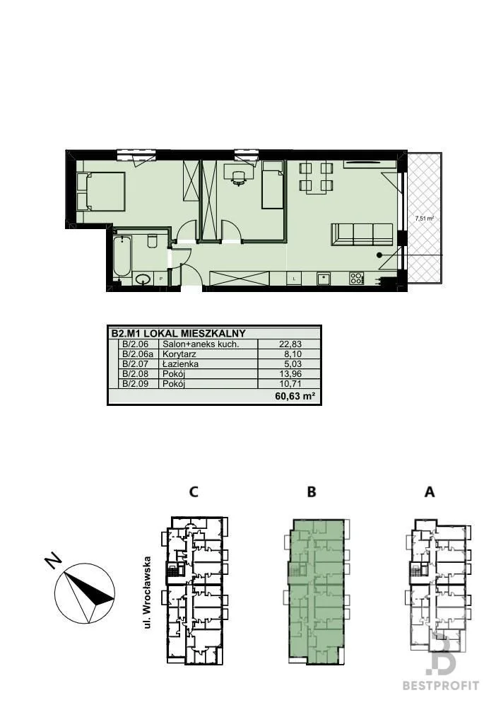 3-room apartment for sale in Słupsk | 60.53 m²