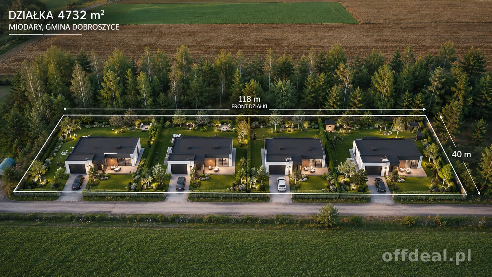 Działka inwestycyjna 4732 m² Miodary potencjał pod kameralną zabudowę